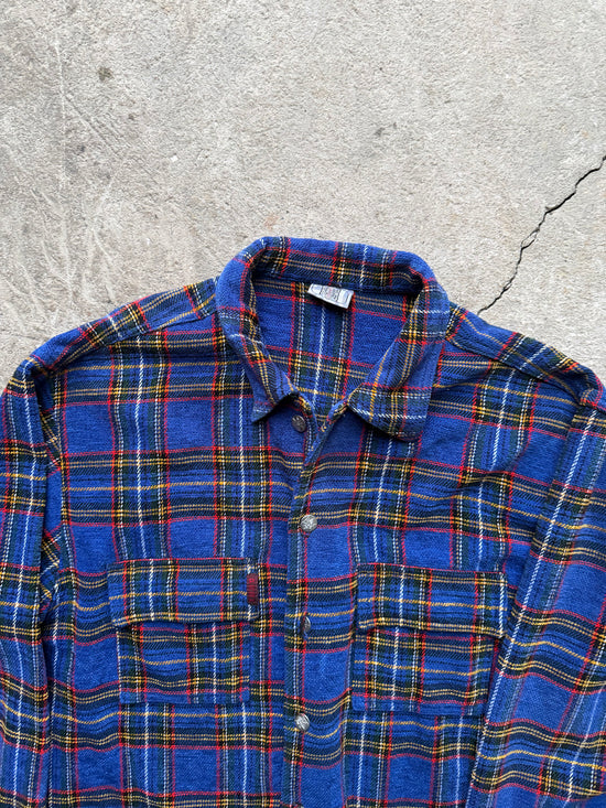 90s Plaid Wool-Blend Flannel | Size L