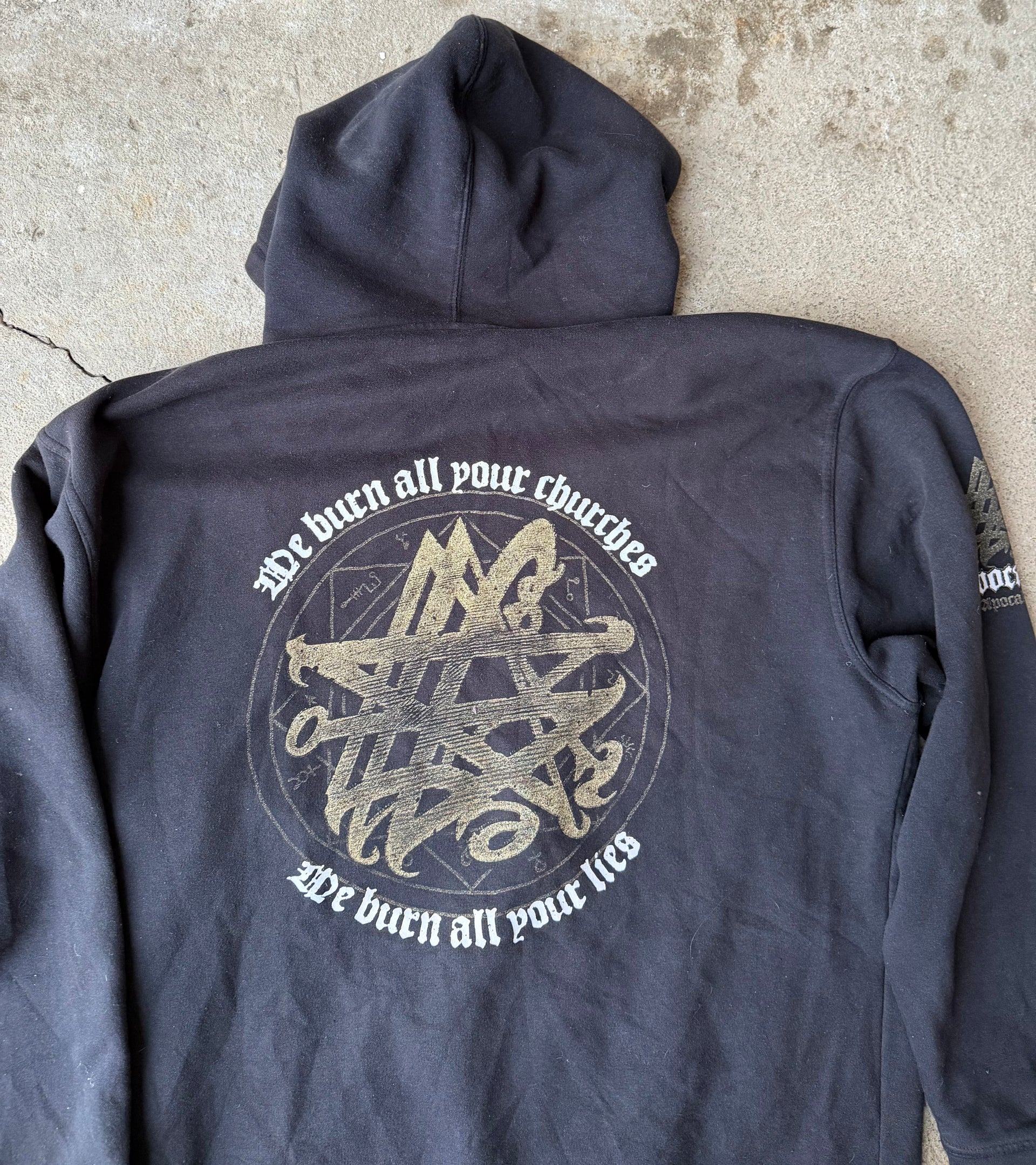 00s Enthroned Black Metal Zip Hoodie | Size XXL