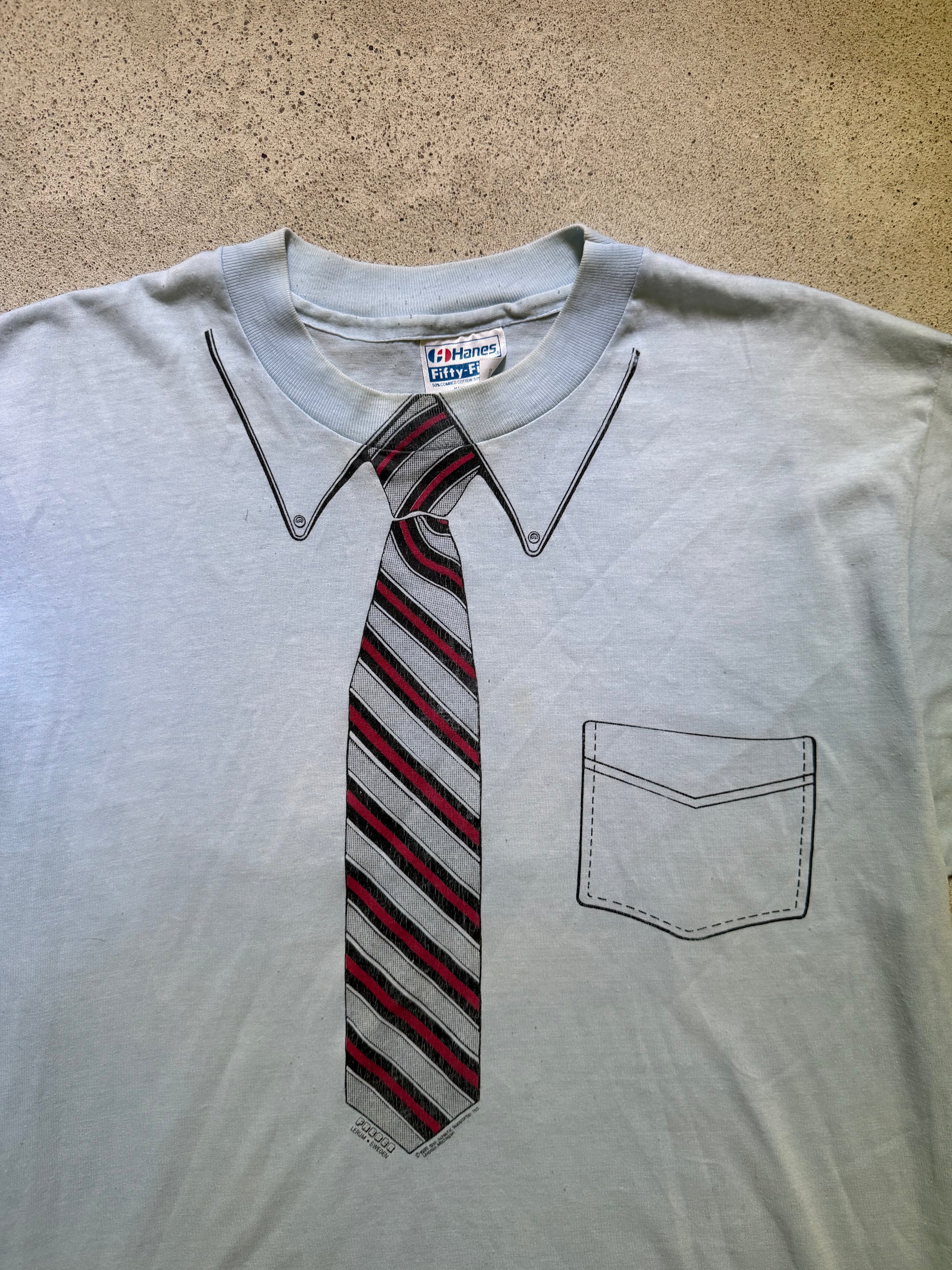 1980s Novelty Tie T-Shirt | Size XL