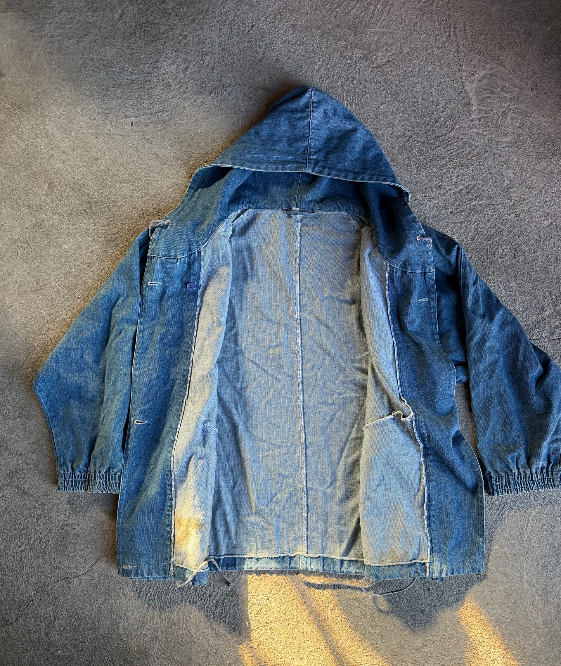 80s Denim Hooded Jacket | Size L