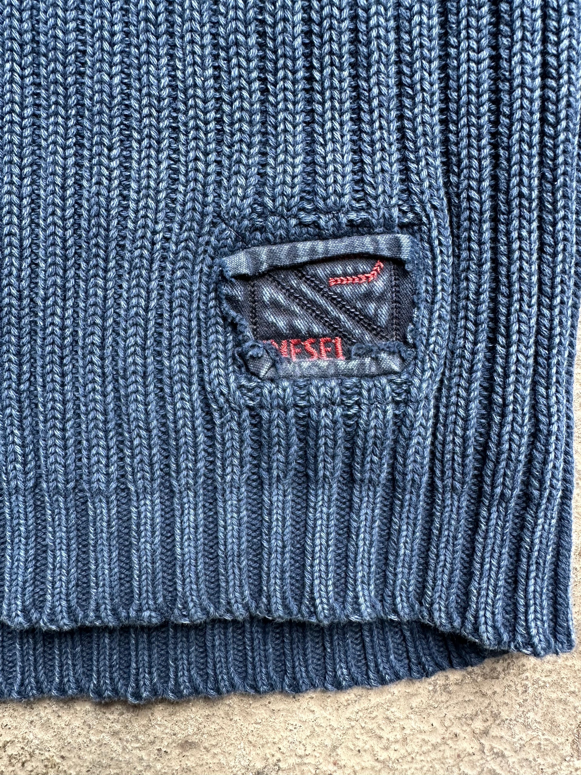 00s Diesel Ribbed Knit Sweater with Side Zip | Size XL