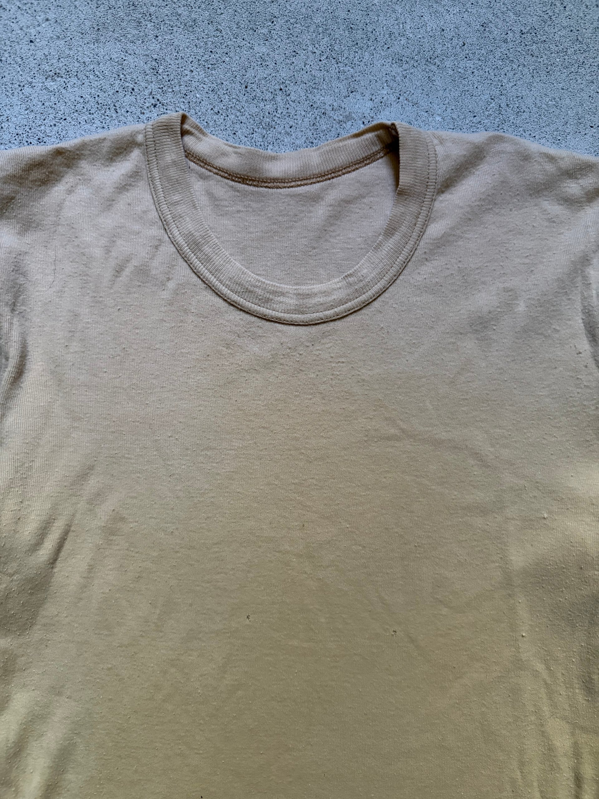 70s Beige Ringer Tee | Size L