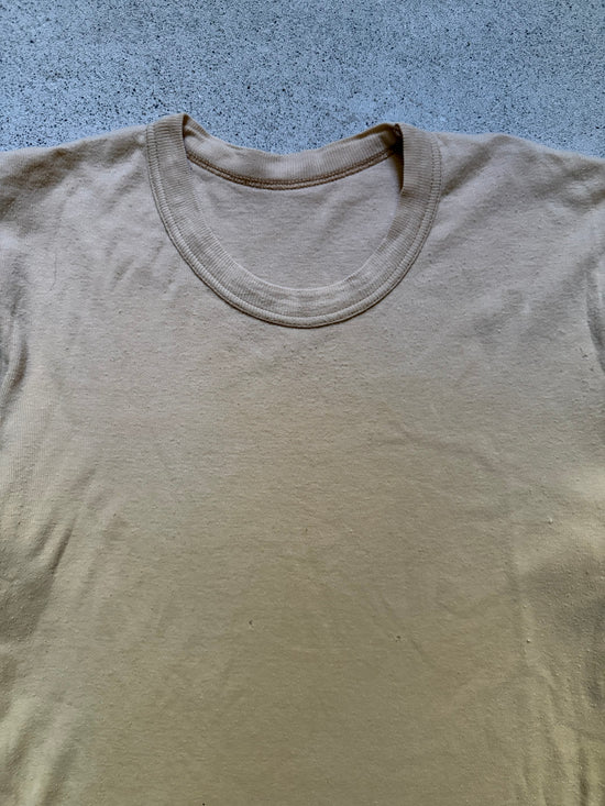 70s Beige Ringer Tee | Size L