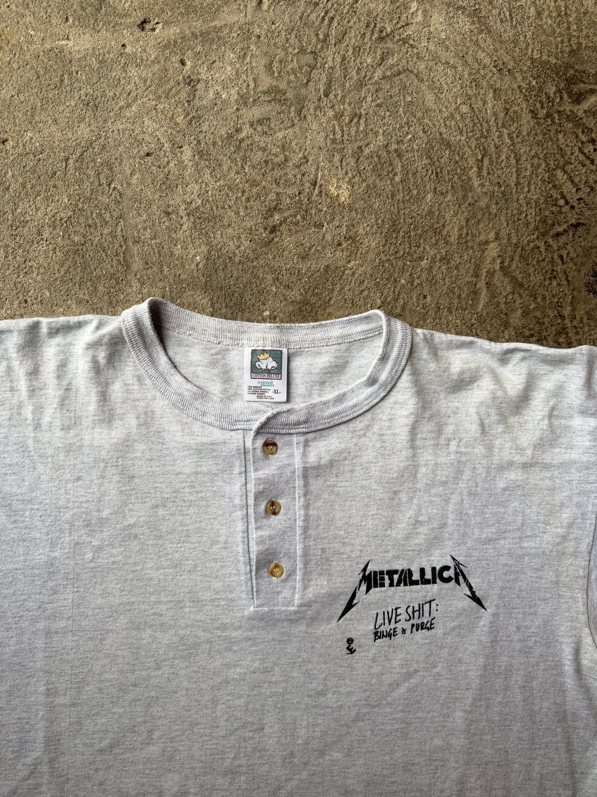 90s Metallica Live Shit Henley Tee | Size XL
