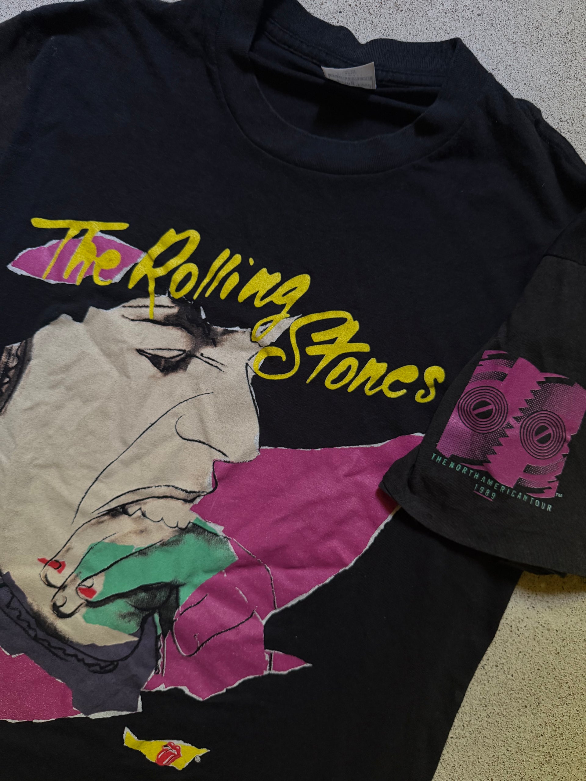 80s The Rolling Stones 1989 North American Tour Andy Warhol T-Shirt | Size L