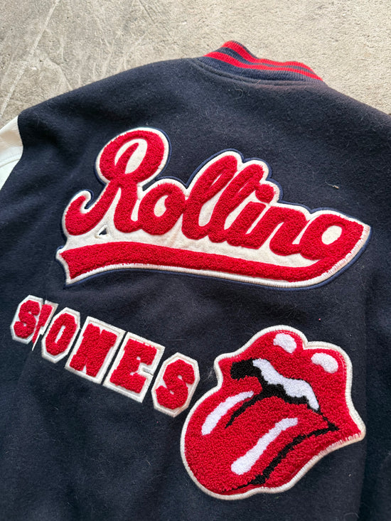 90s Rolling Stones Varsity Leather Jacket | Size XL