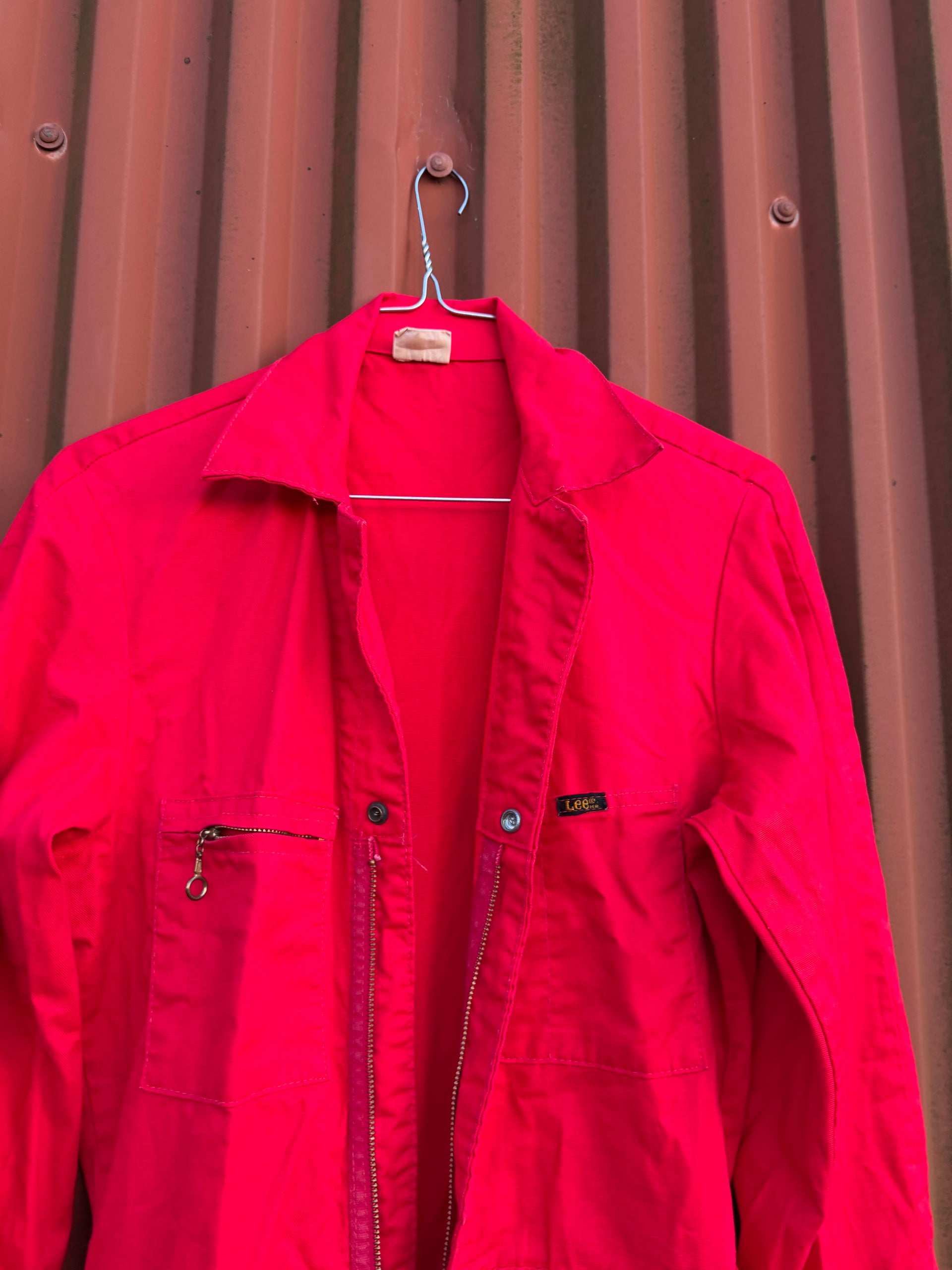 80s Lee Workwear Coverall Red Sunfaded | Size 28x36