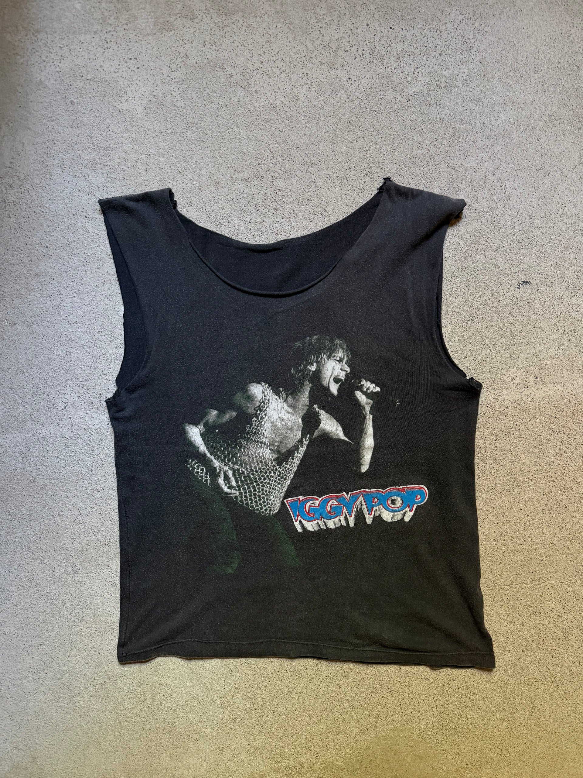 80s Iggy Pop Raw Fucking Power Cut Off Tee | Size M