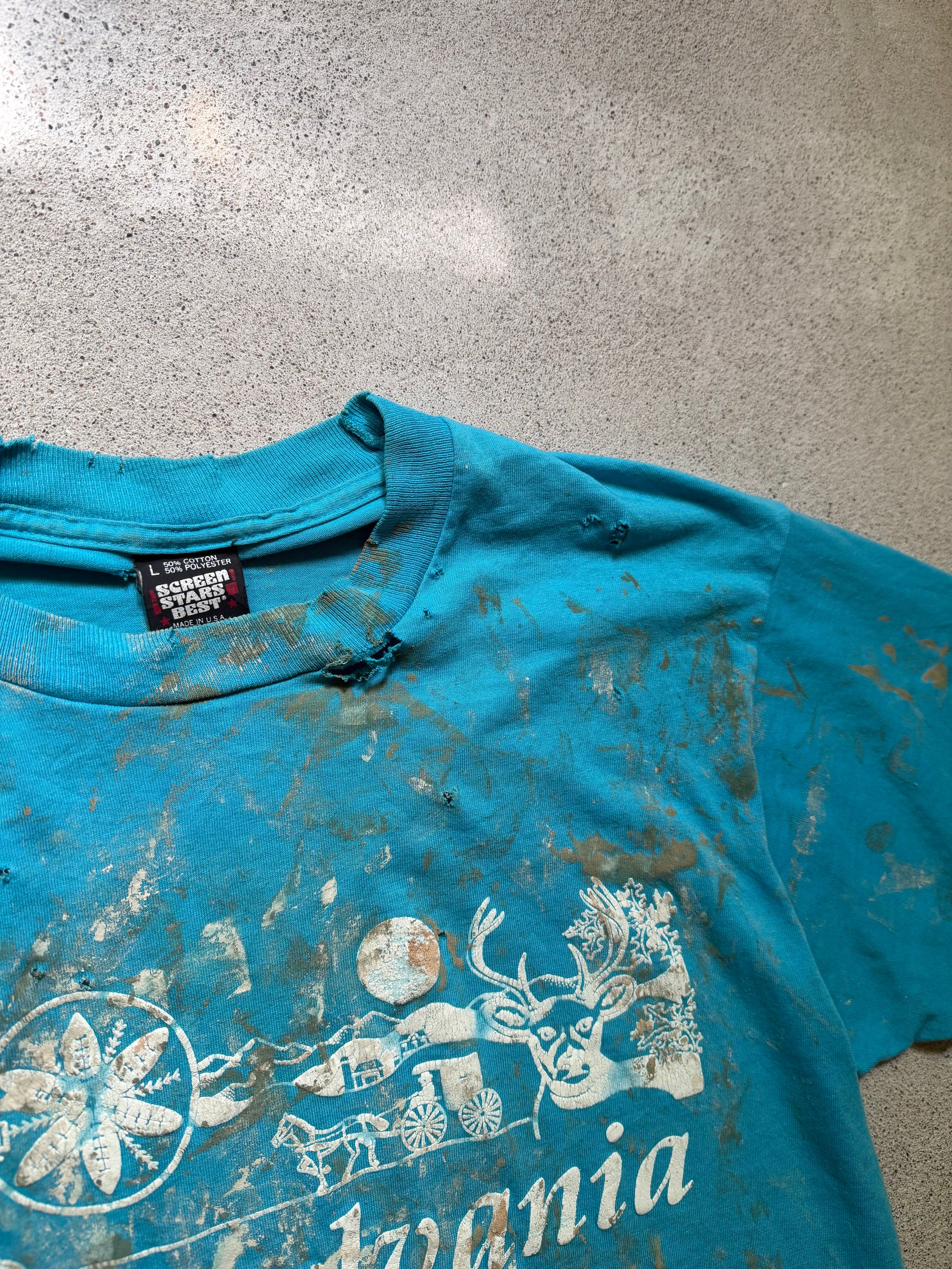80s Distressed Paint T-Shirt | Size XL
