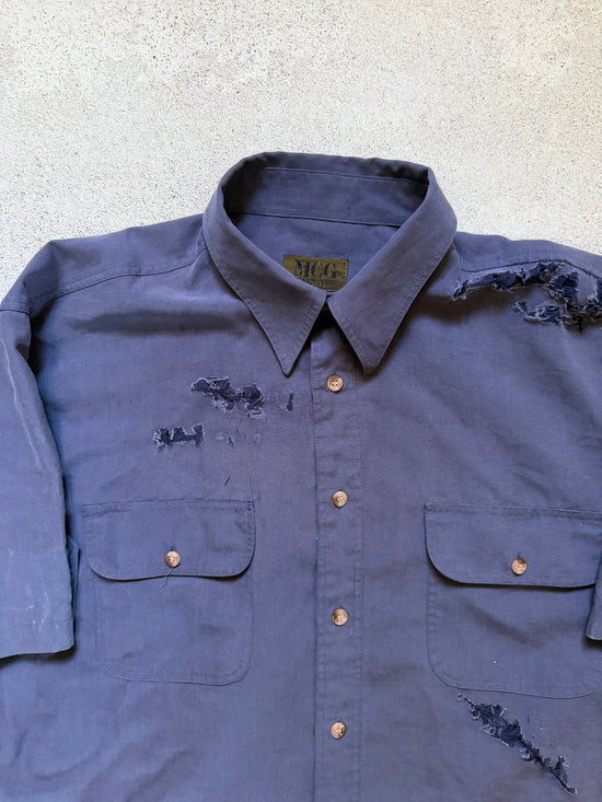 80s Distressed Workwear Short Sleeve Shirt | Size L