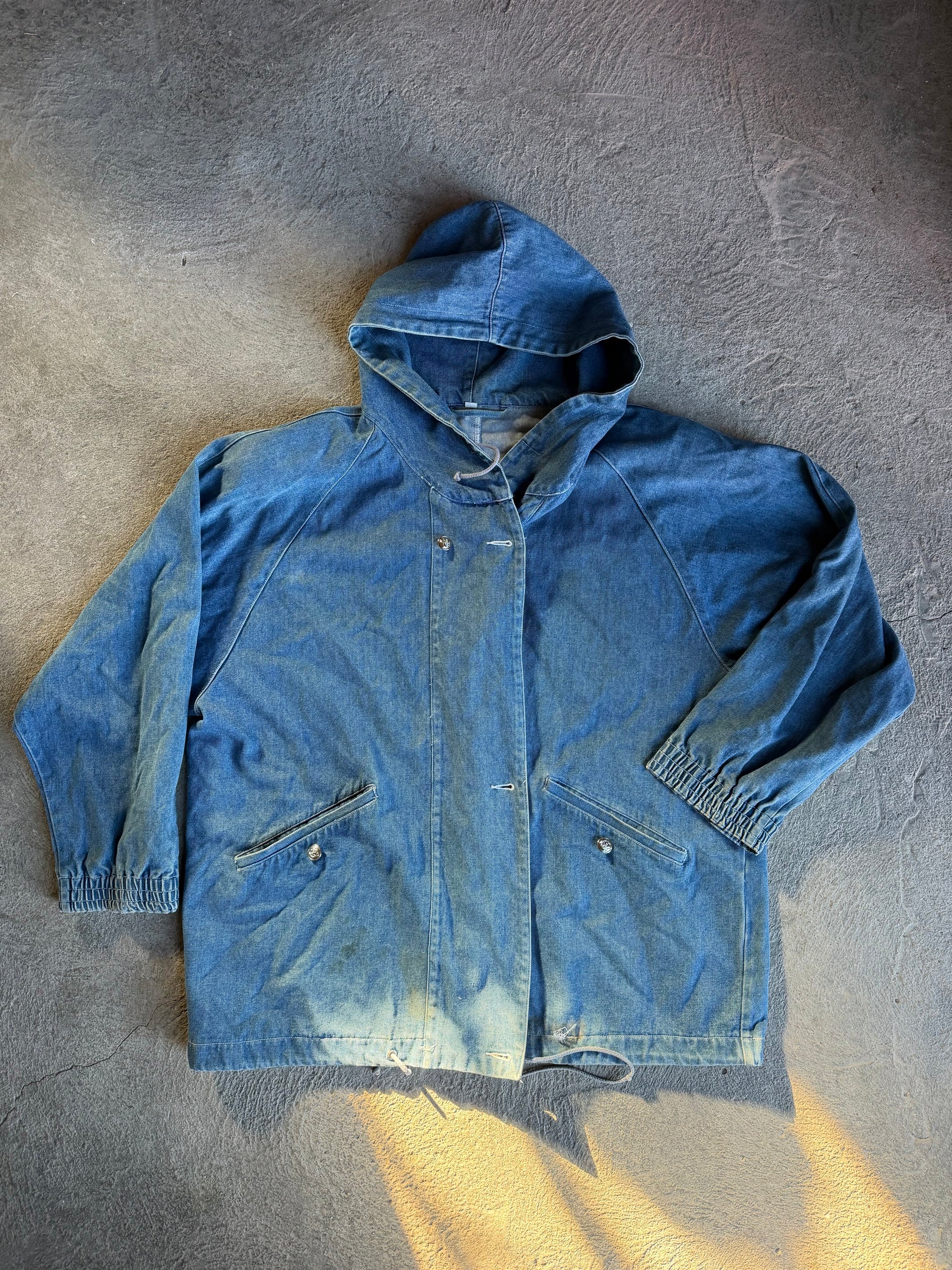 80s Denim Hooded Jacket | Size L