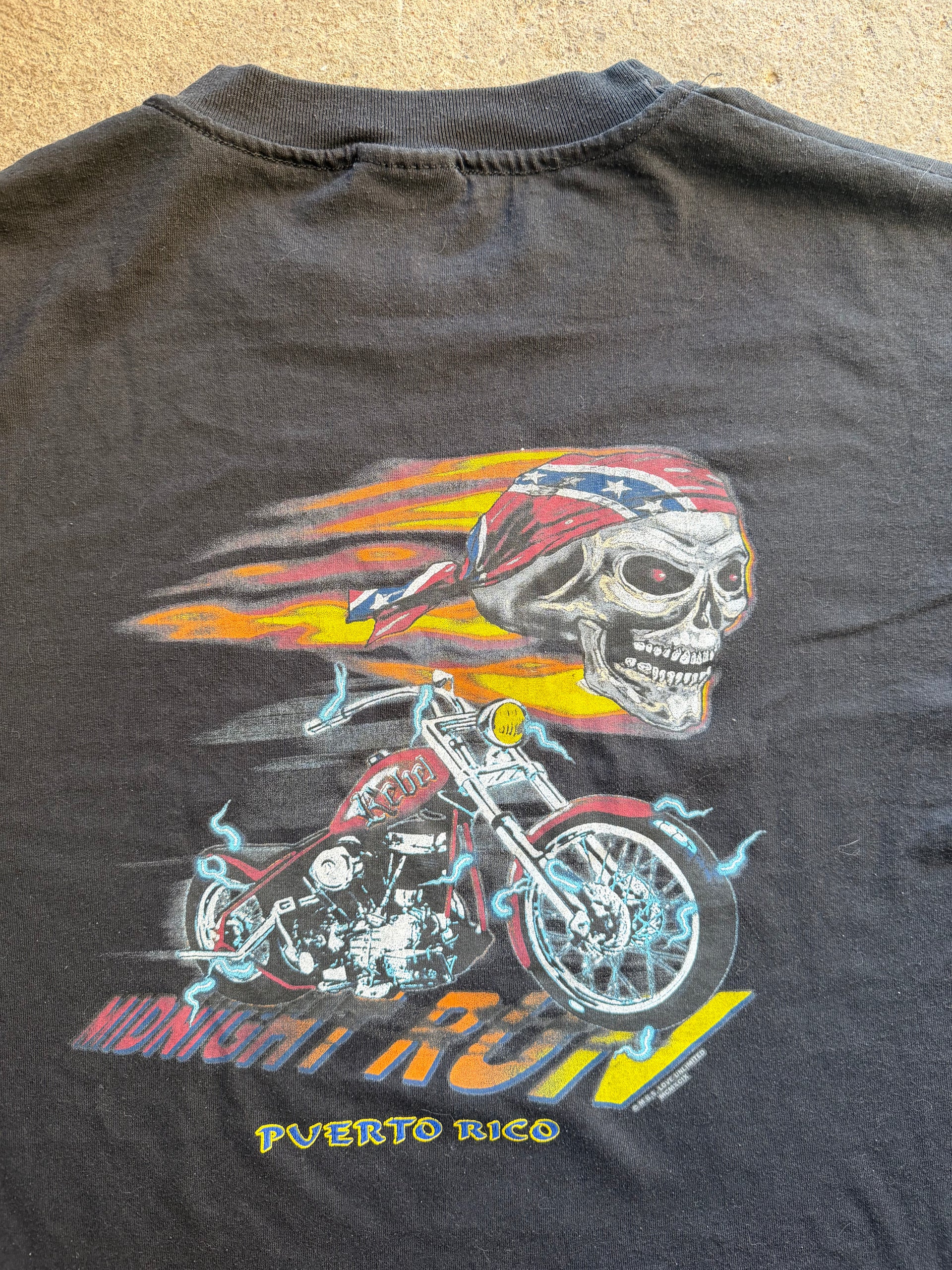 90s Midnight Run Puerto Rico Biker faded Tee| Size L