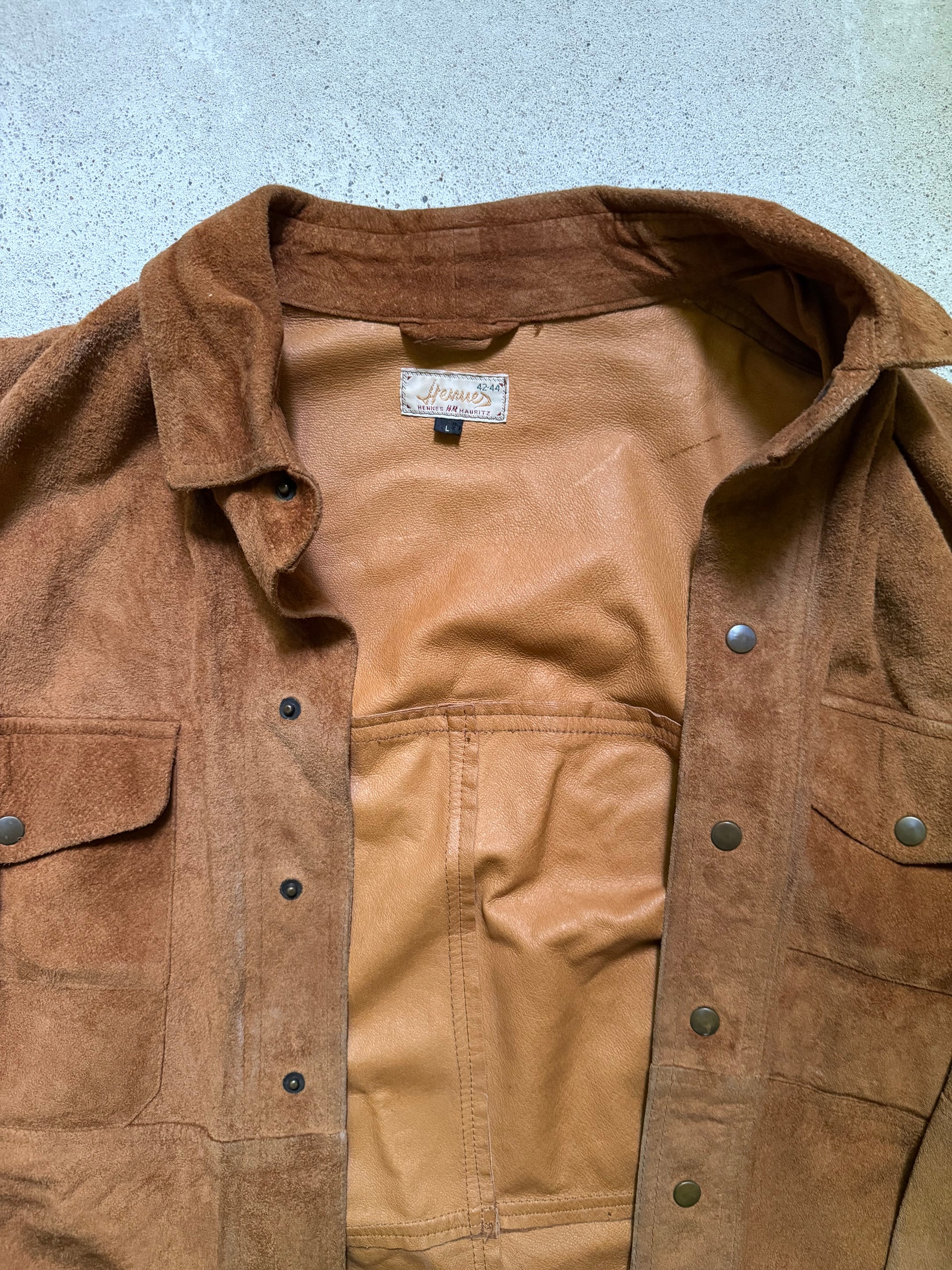 90s Brown Suede Leather Overshirt | Size L