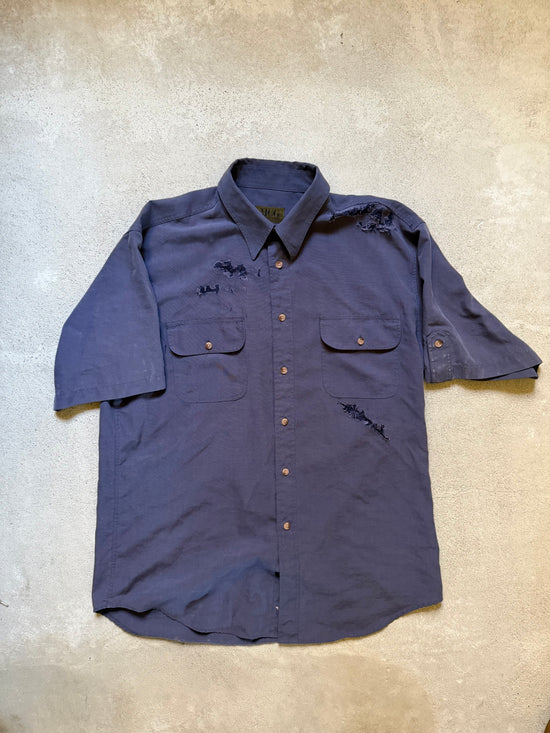 80s Distressed Workwear Short Sleeve Shirt | Size L