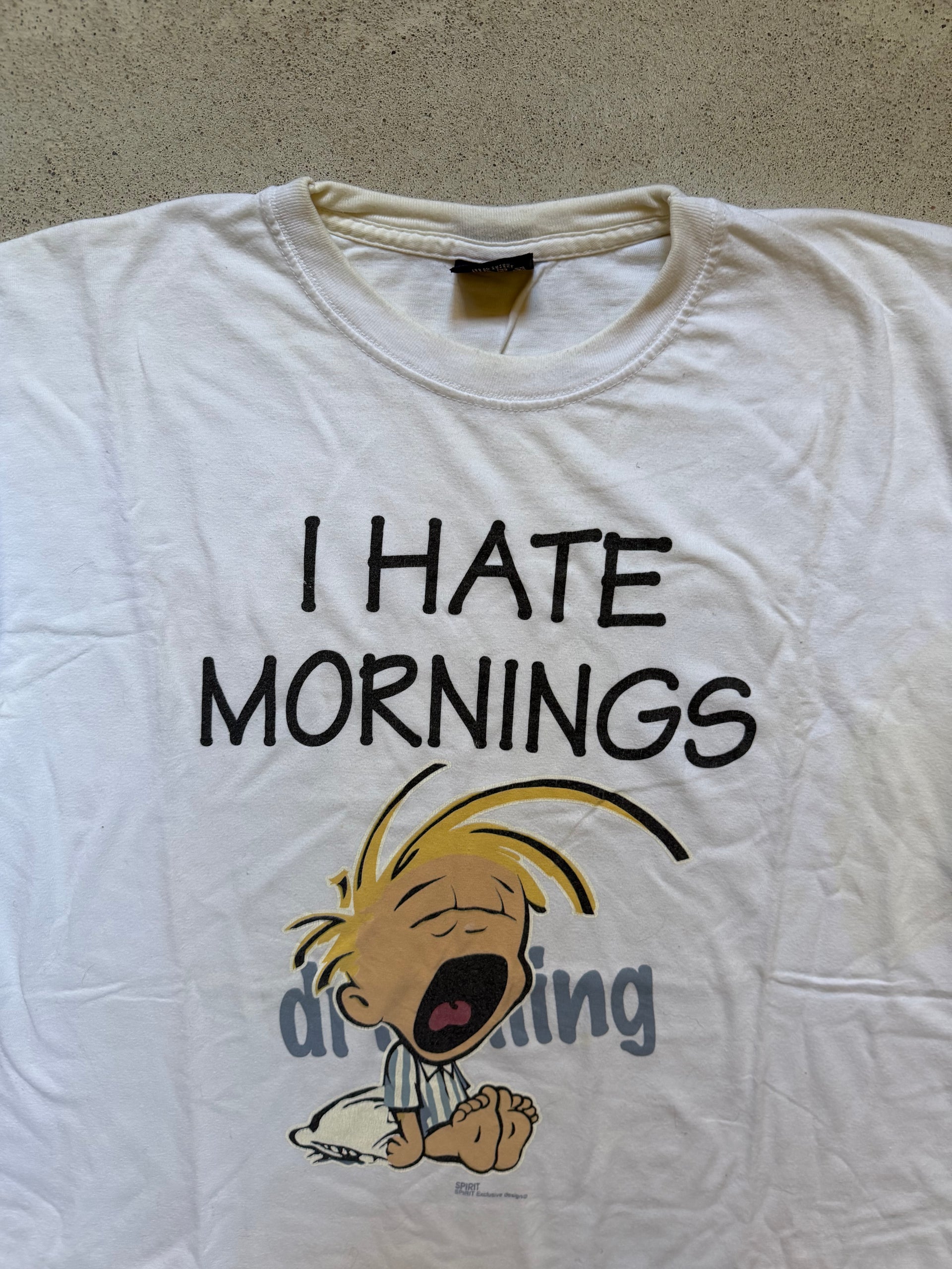 2000s I Hate Mornings Cartoon Tee | Size XL