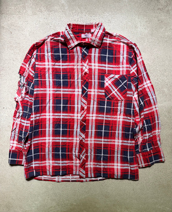 80s Czechoslovakia Plaid Flannel Shirt | Size L