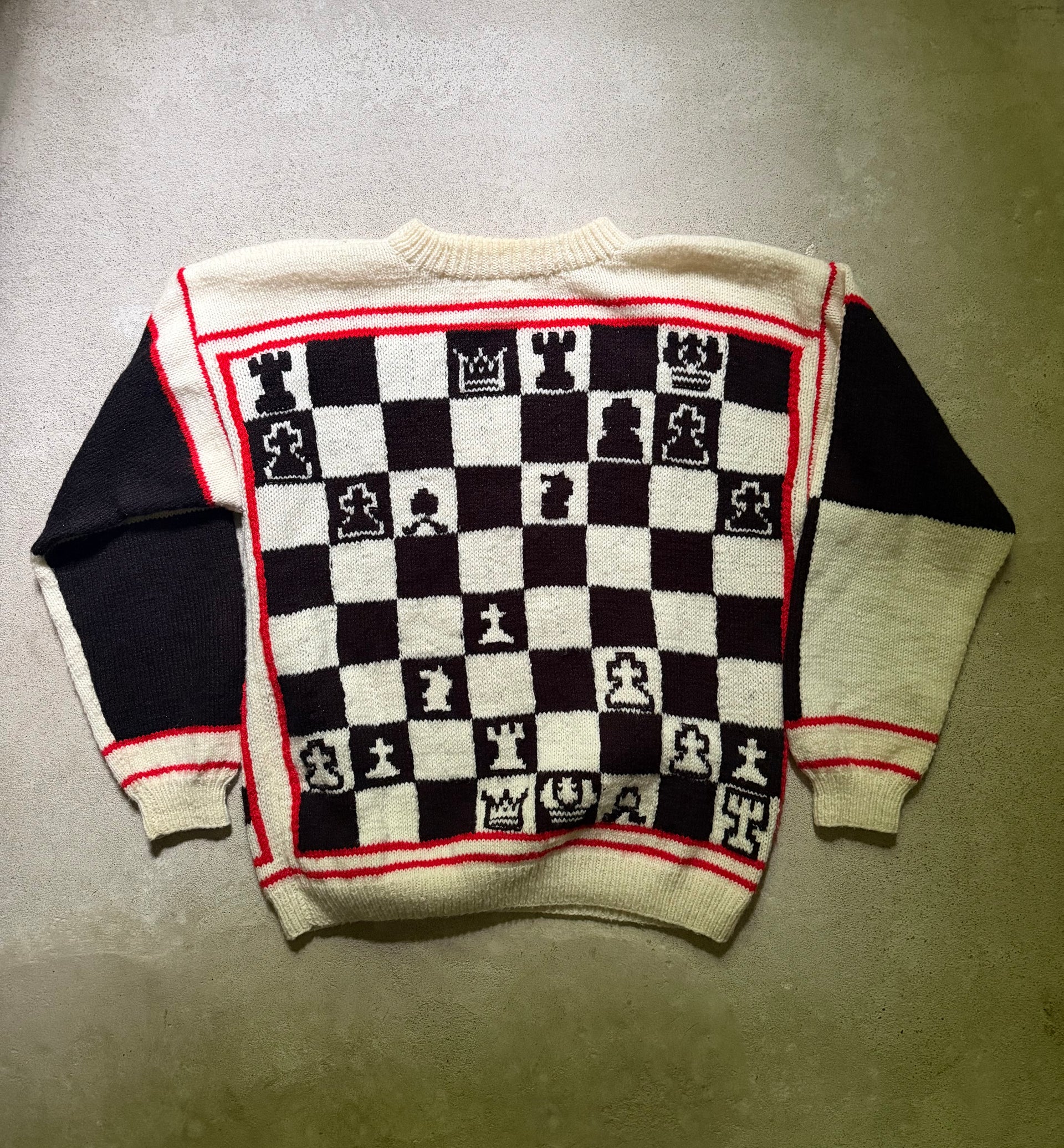 1980s Chess Knit Sweater | Size XL