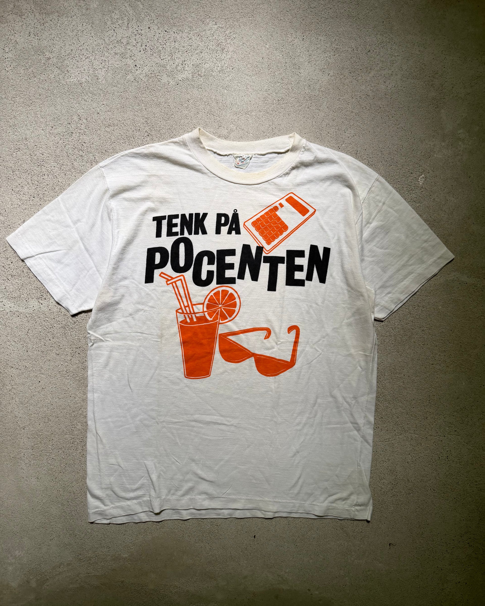 1980s Tänk På Pocenten T-Shirt | Size L