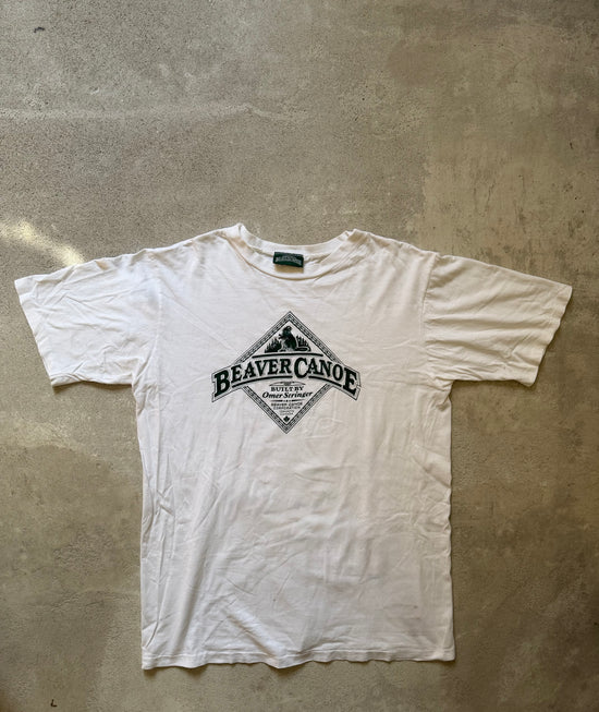 90s Beaver Canoe Logo Tee | Size L