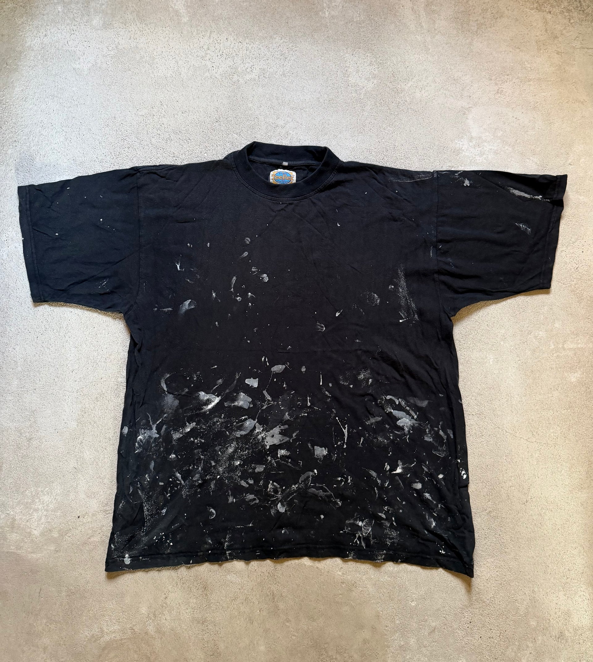 90s Paint Splattered Black T-shirt | Size L
