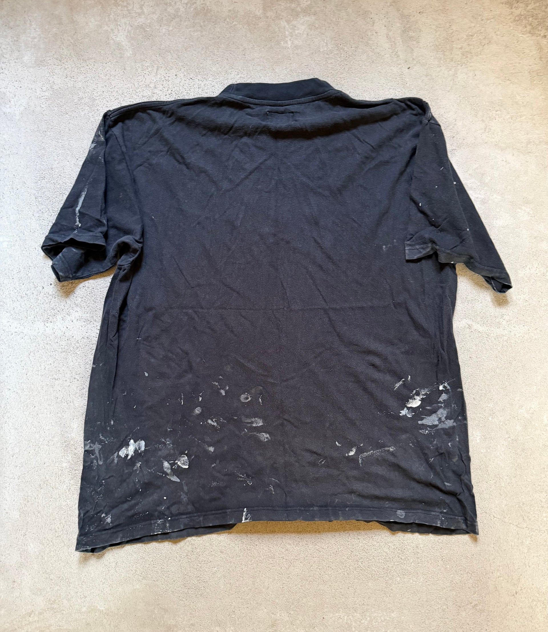 90s Paint Splattered Black T-shirt | Size L