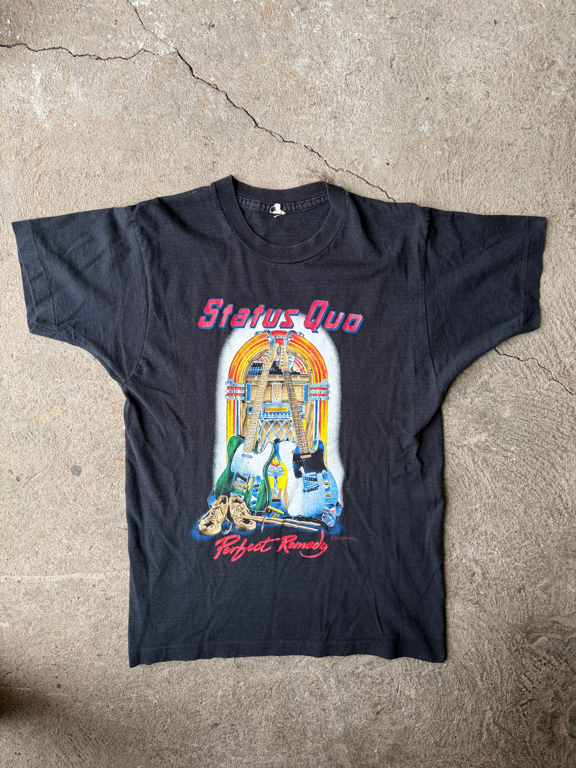 80s Status Quo Perfect Remedy Tour 1989 Vintage T-Shirt | Size M
