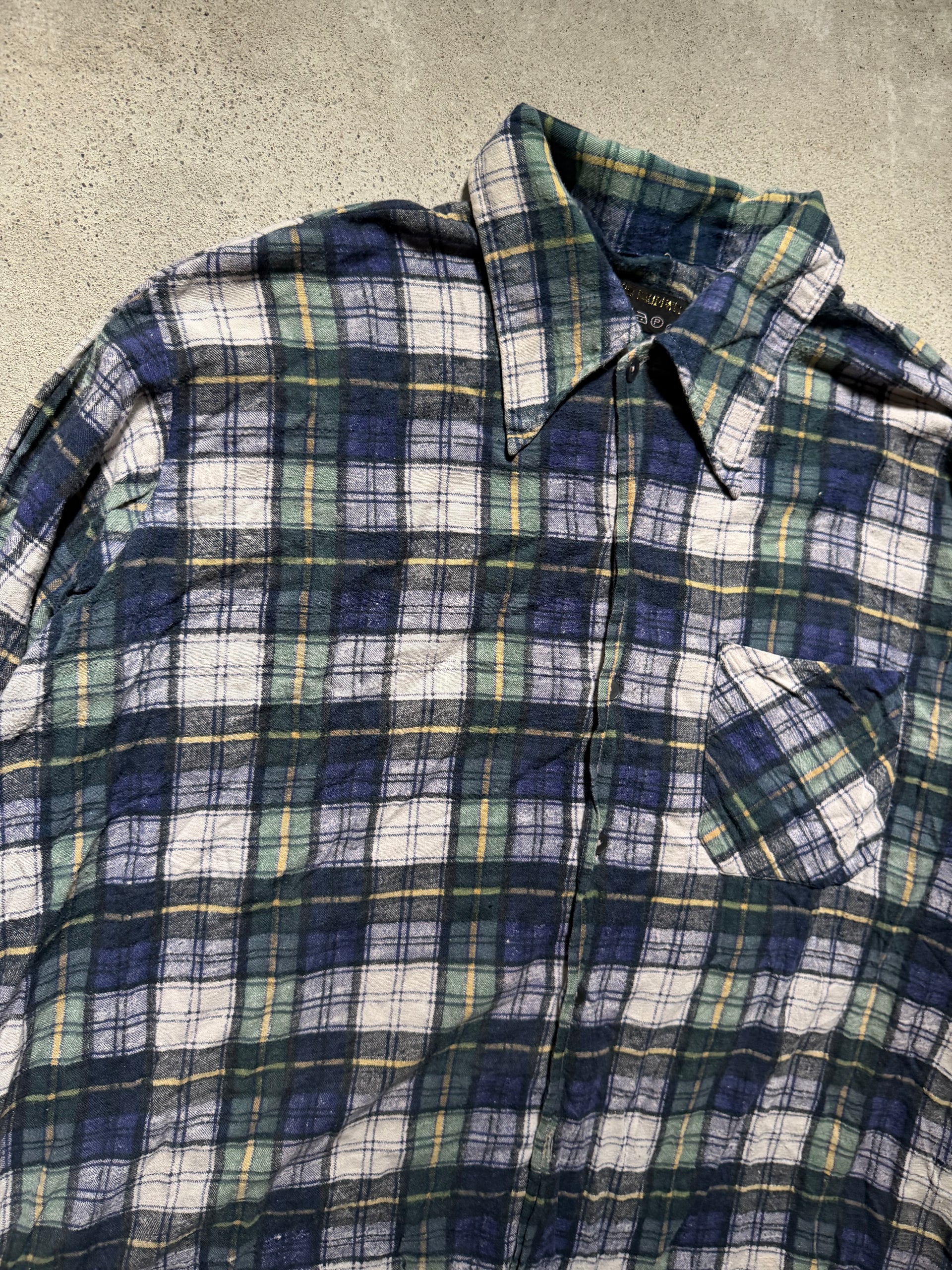 1970s German Plaid Cotton Flannel Shirt | Size XL