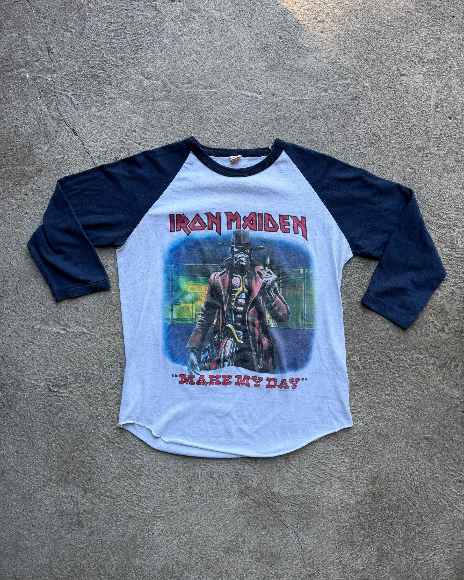 Iron Maiden 1986 Raglan “Make My Day / Stranger in a Strange Land” | Size L