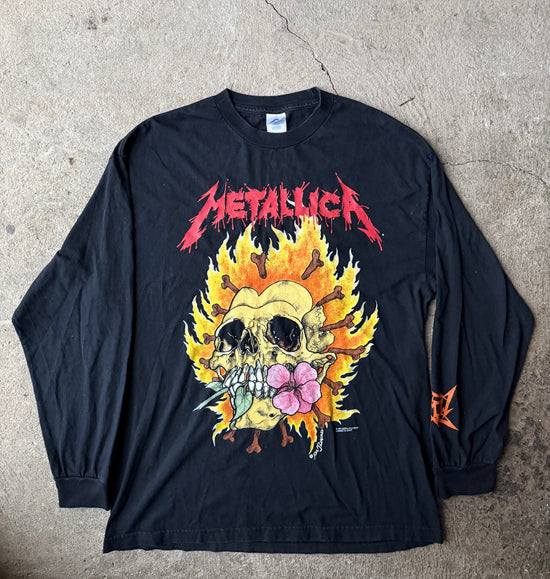 90s Metallica Pushead Flaming Skull Longsleeve | XL