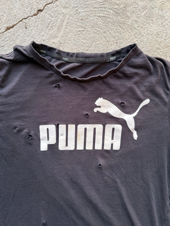 2010s Puma Logo Tee Heavy fade & Distressed | Size M