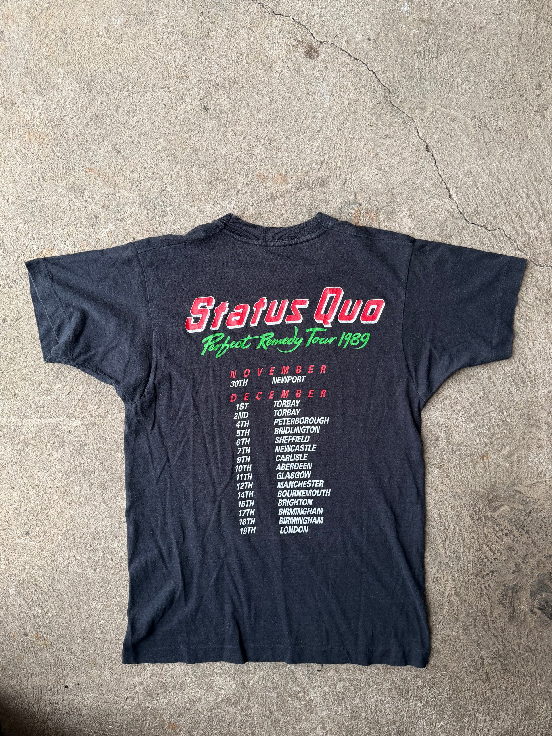 80s Status Quo Perfect Remedy Tour 1989 Vintage T-Shirt | Size M
