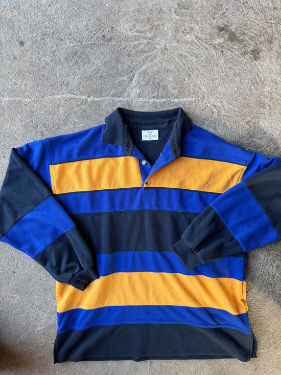 90s Rugby Polo Striped Longsleeve | Size XL