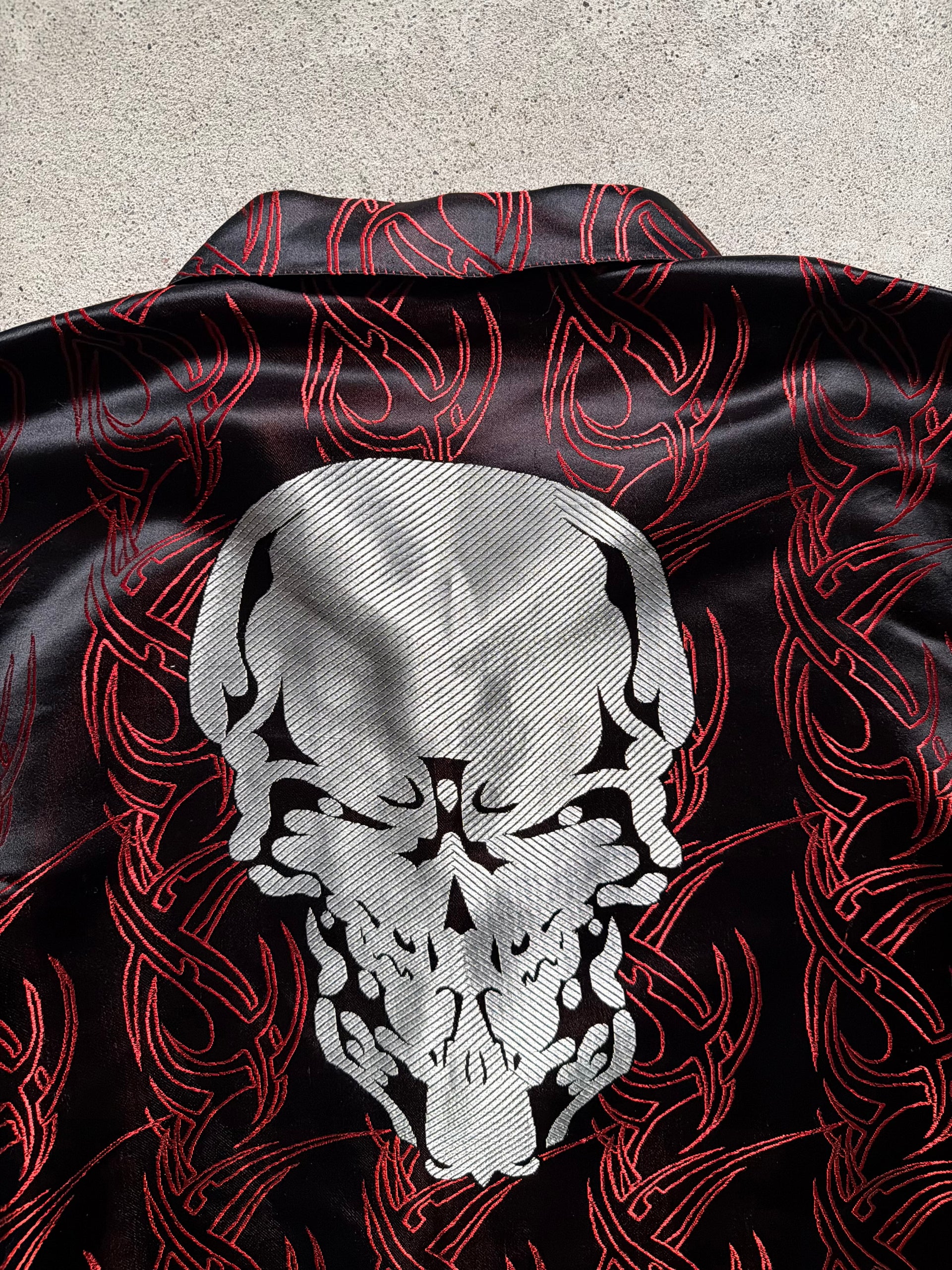 2000s Snake Eyes Skull Button Up Shirt | Size L