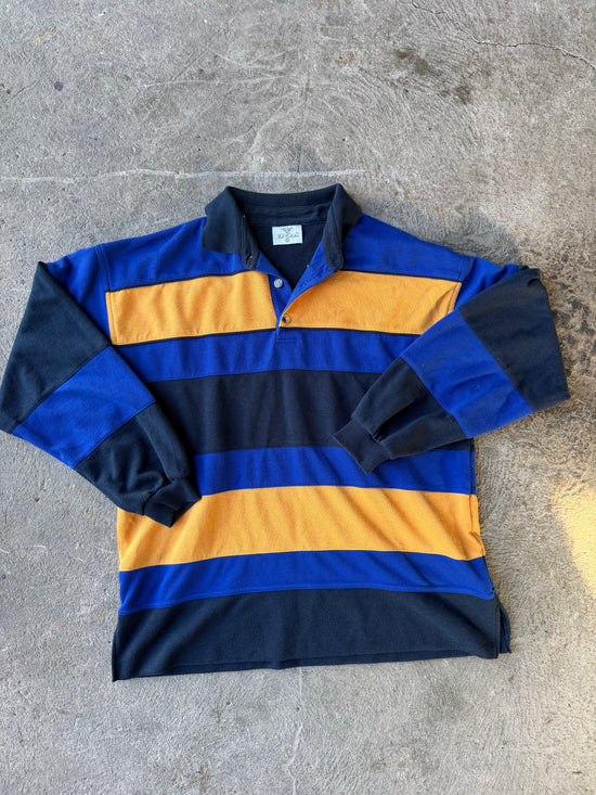 90s Rugby Polo Striped Longsleeve | Size XL