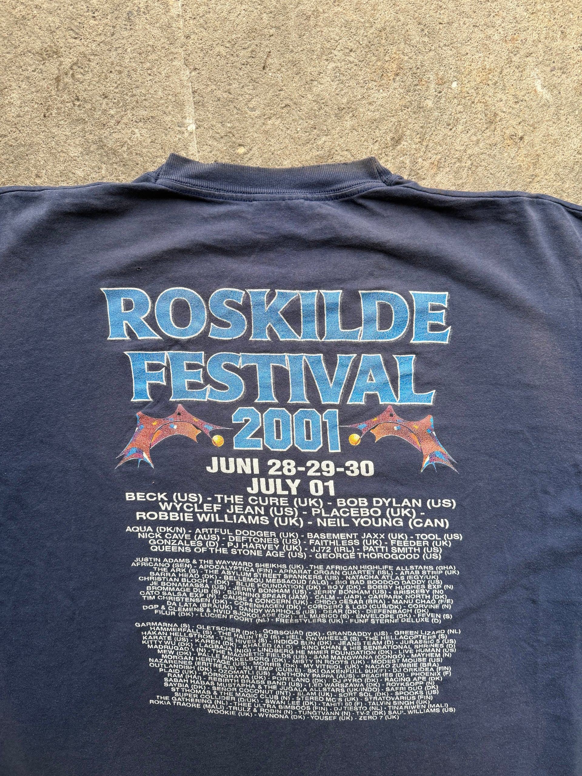 00s Roskilde Festival 2001 Line-Up T-Shirt | Size XL