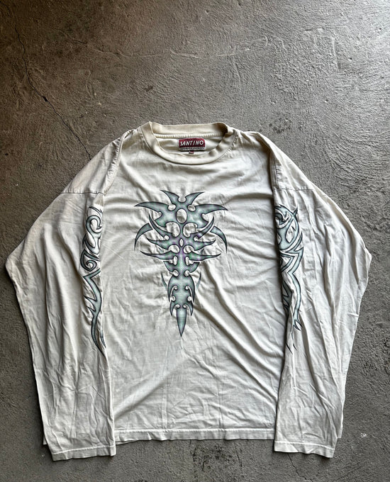 Vintage 00s airbrush longsleeve t-shirt tribal print faded size XXL
