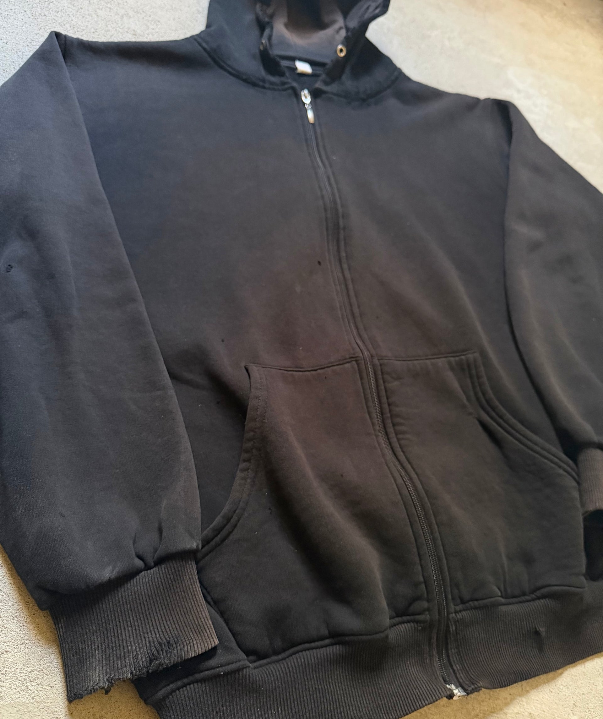 2000s Faded Zip Hoodie Distressed | Size XL