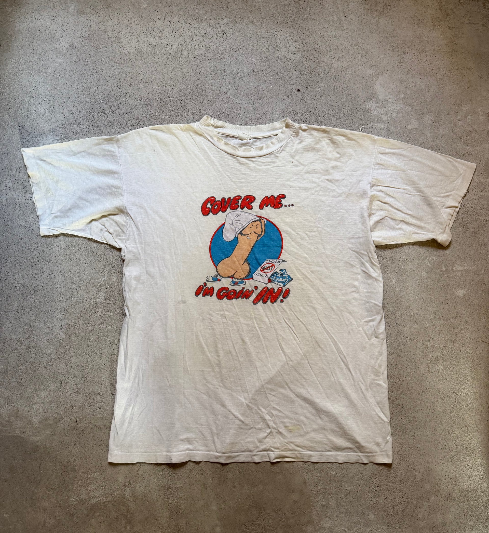 80s AIDS Prevention “Cover Me” Tee | size XL