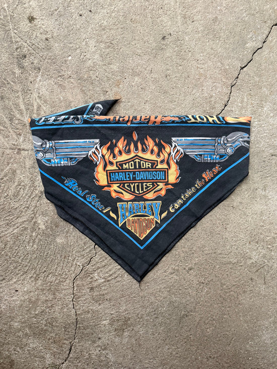 80s Harley-Davidson Flame Logo Bandana | Made in USA