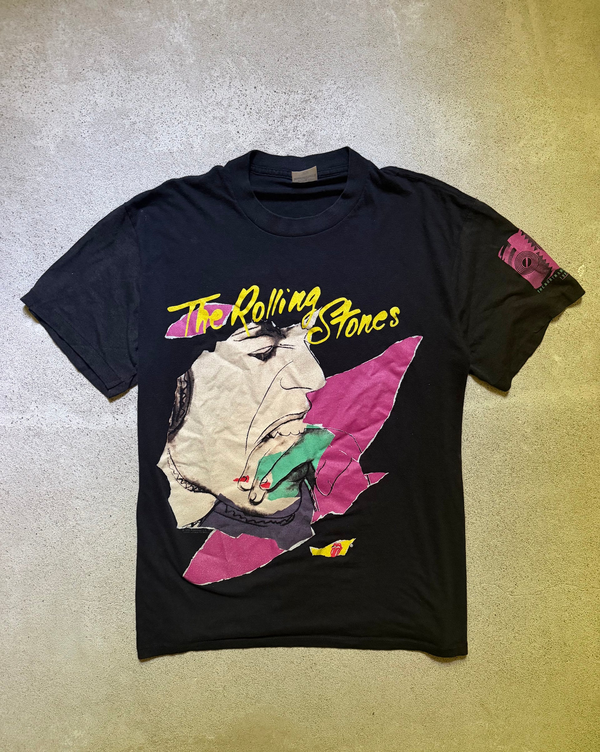80s The Rolling Stones 1989 North American Tour Andy Warhol T-Shirt | Size L