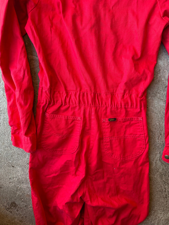 80s Lee Workwear Coverall Red Sunfaded | Size 28x36
