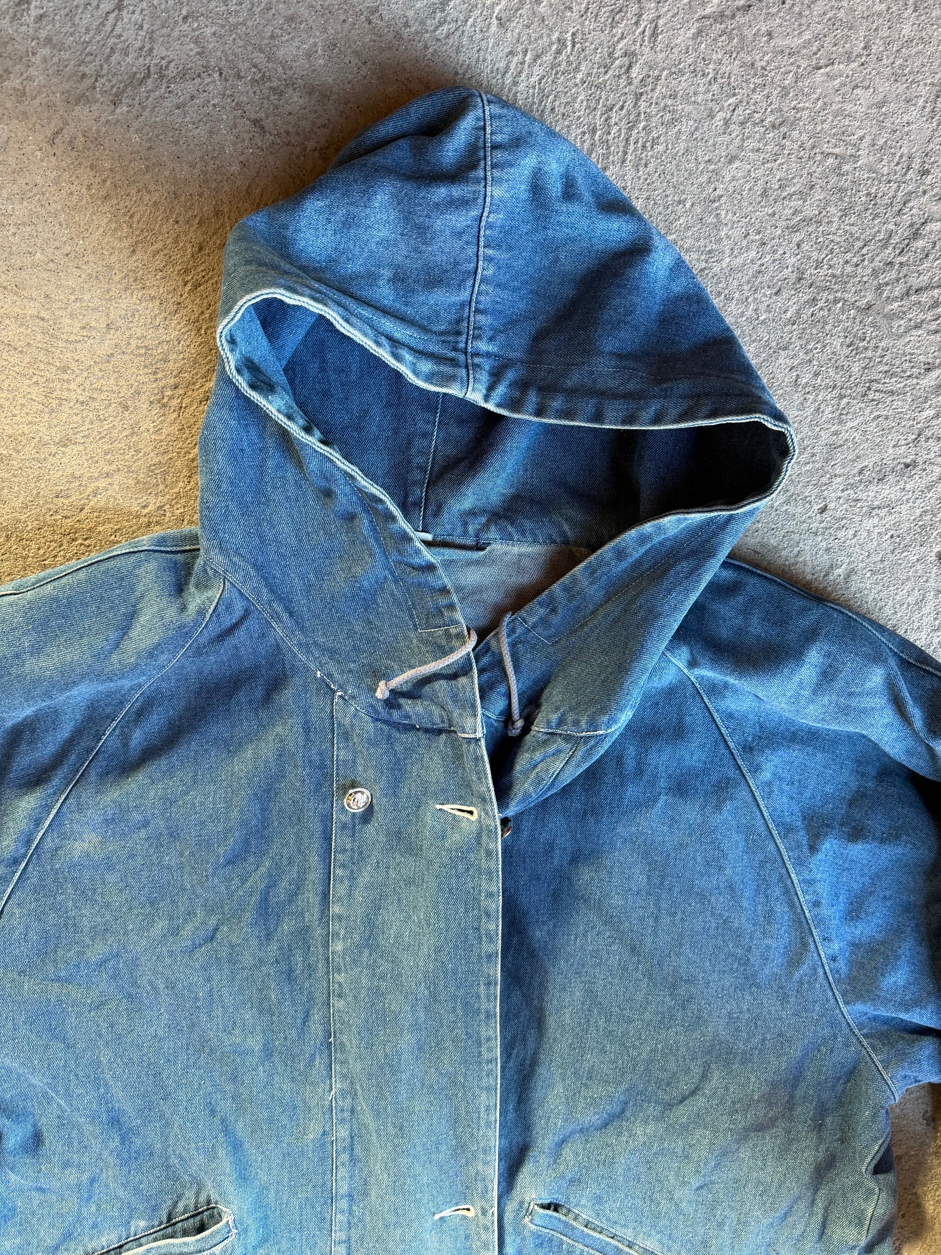 80s Denim Hooded Jacket | Size L