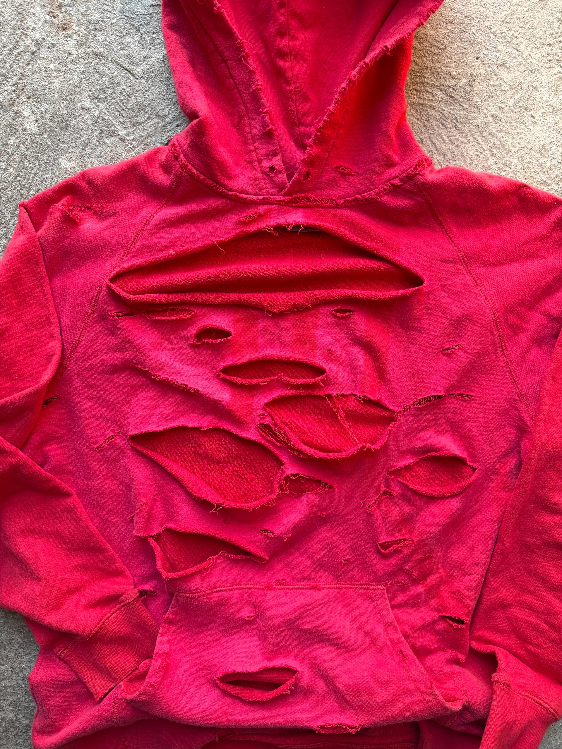 90s Carhartt Faded Red Distressed Hoodie | Size L