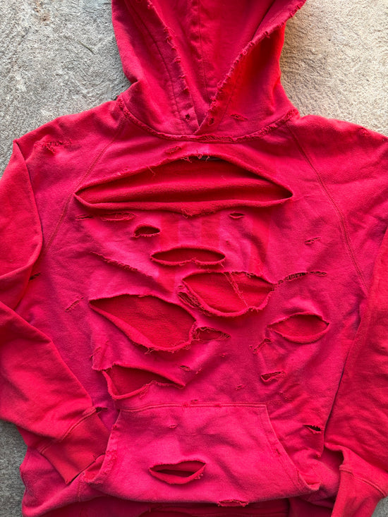 90s Carhartt Faded Red Distressed Hoodie | Size L
