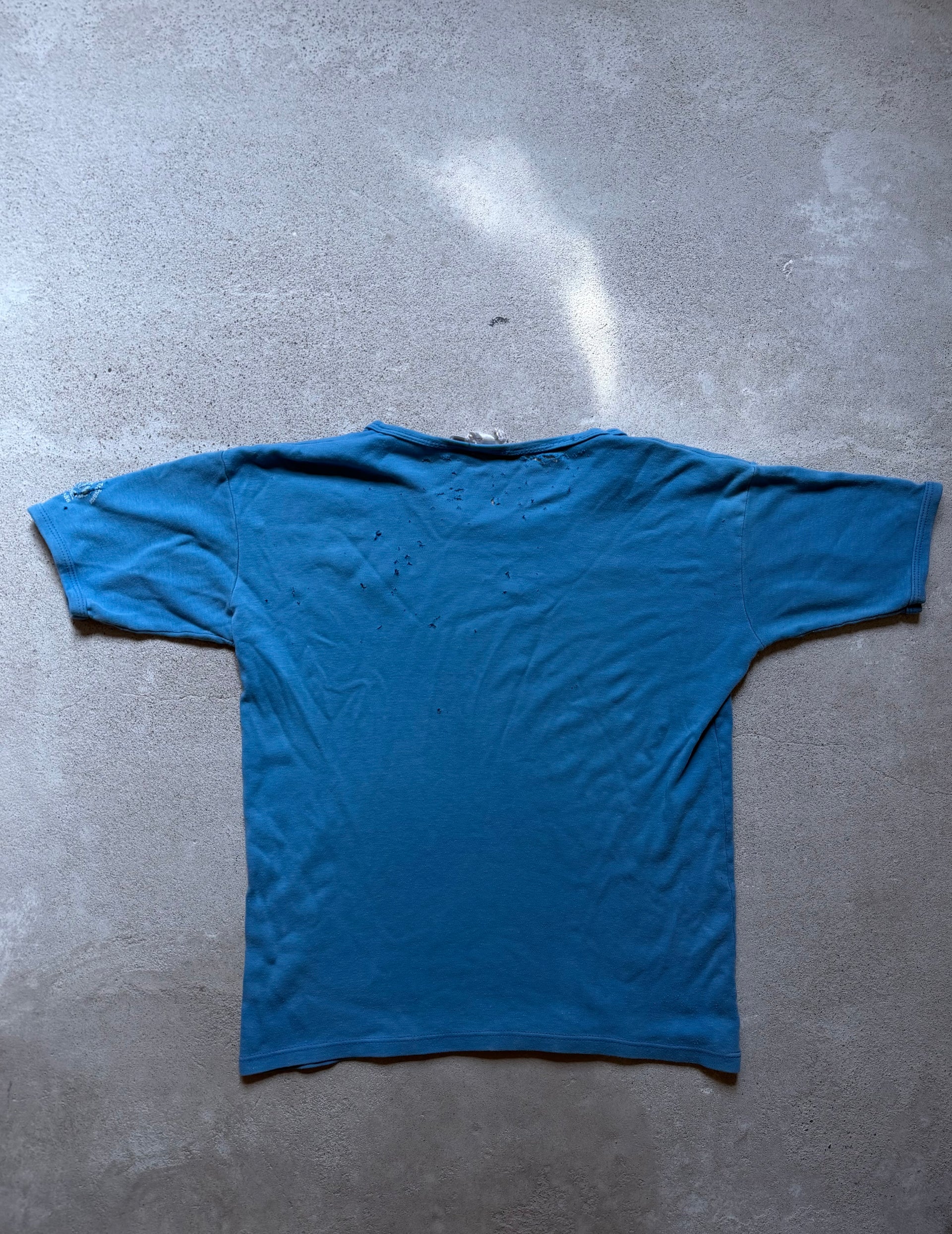 80s Distressed Blue Ringer Tee | Size M