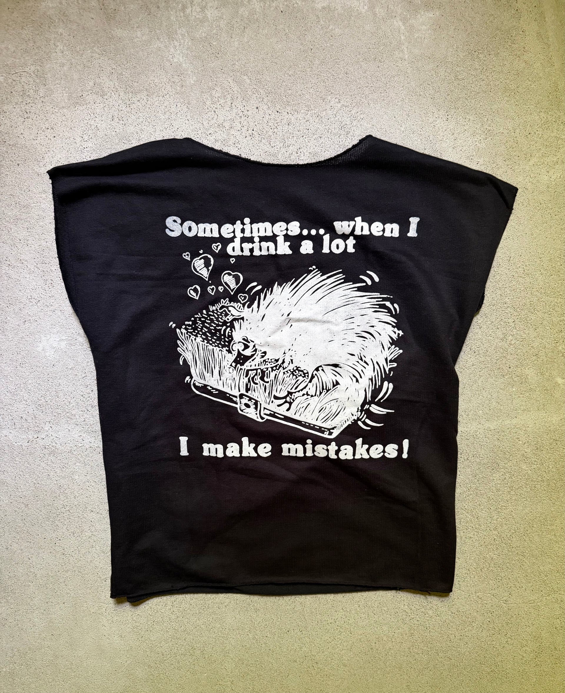 1980s “Sometimes… when I drink a lot ” Cut-Off Tee |Size L