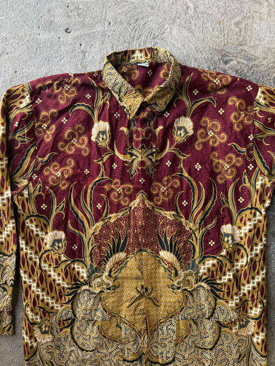 70s Indonesian Batik Shirt | Size XL