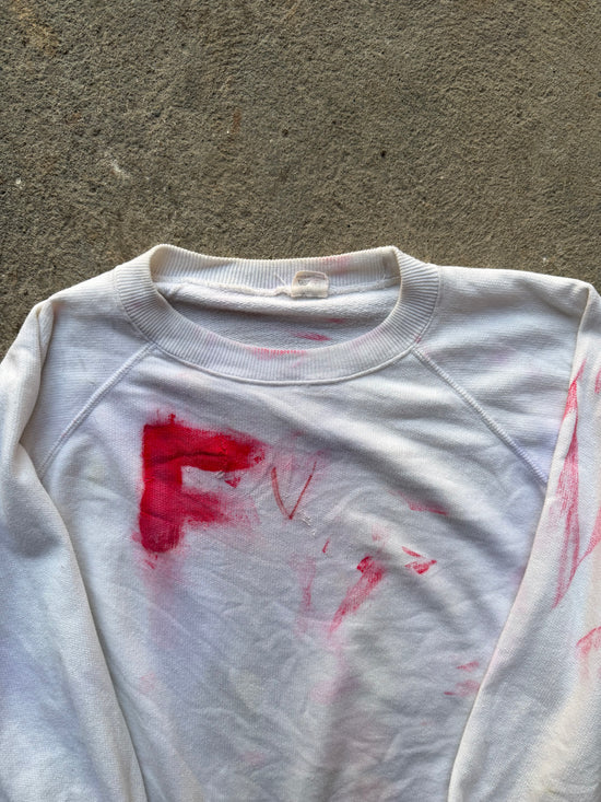 80s Blank Raglan Sweatshirt with Paint Wear | Size M