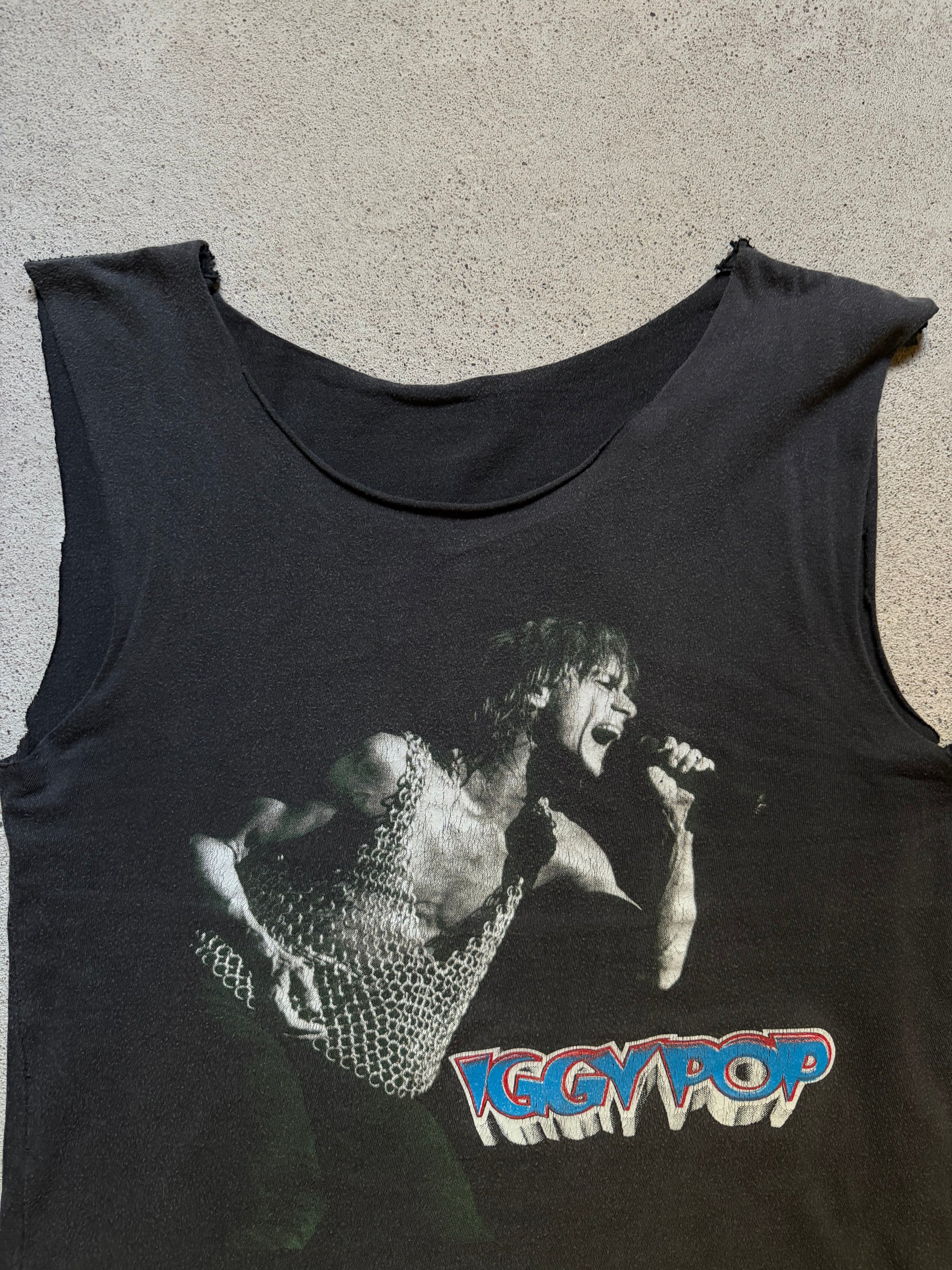 80s Iggy Pop Raw Fucking Power Cut Off Tee | Size M