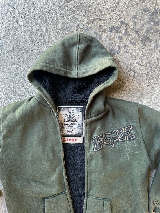 2000s Fox Sasquatch Hoodie Sherpa Lined | Size L